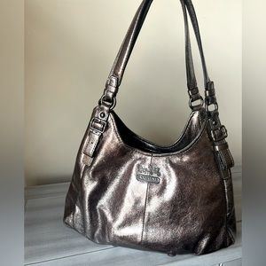 COACH Maggie Madison Metallic Leather Hobo Shoulder Bag